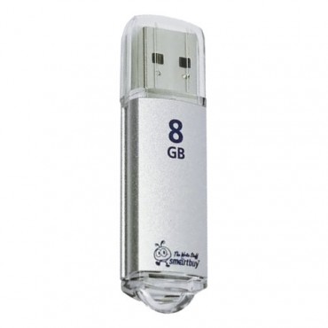 Флеш-диск 8 GB, SMARTBUY V-Cut, USB 2.0, металлический корпус, серебристый, SB8GBVC-S